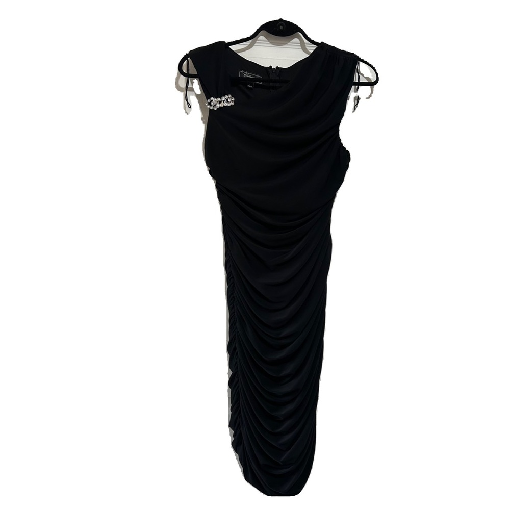 DRESSBARN COLLECTION RUSHED BODYCONE BLACK DRESS IN SIZE 8